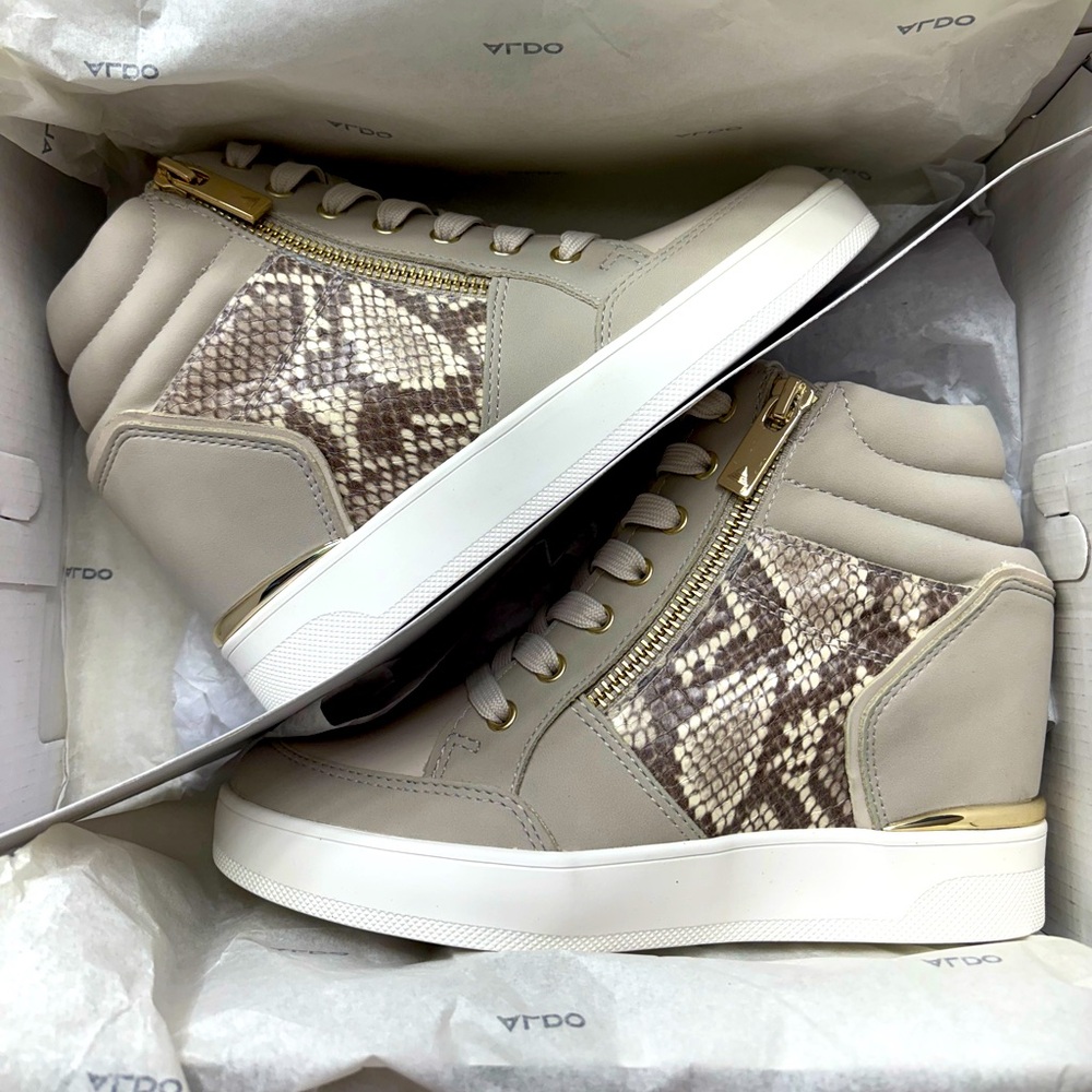 BRAND NEW - ALDO Women's Grey snake print High-Top Sneakers